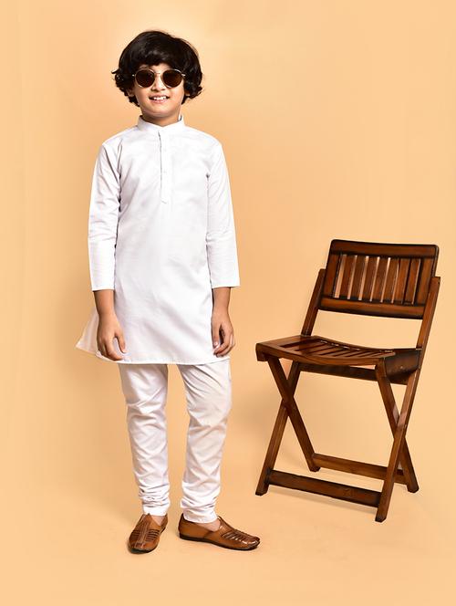 boys solid mandarin neck kurta pyjama set - 21787203 - Very Small Image - 1