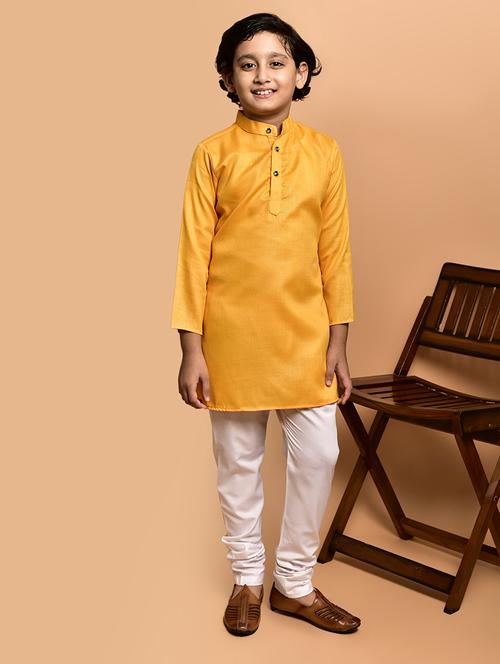 boys solid mandarin neck kurta pyjama set - 21787209 - Very Small Image - 1