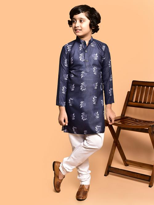 boys printed mandarin neck kurta pyjama set - 21787214 - Very Small Image - 1