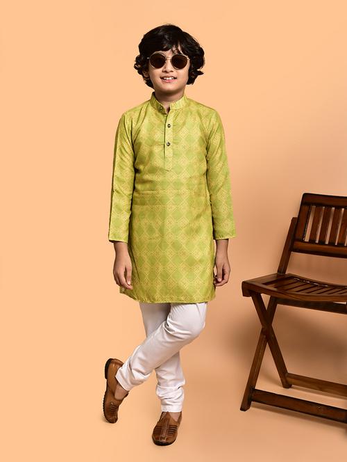 boys printed mandarin neck kurta pyjama set - 21787219 - Very Small Image - 1