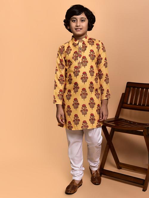 boys printed mandarin neck kurta pyjama set - 21787236 - Very Small Image - 1