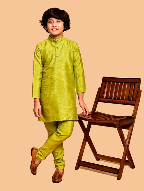 boys solid mandarin neck kurta pyjama set - 21787239 - Very Small Image - 1