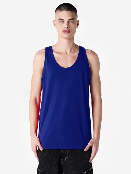 men blue solid sleeveless vest - 21789219 - Very Small Image - 1