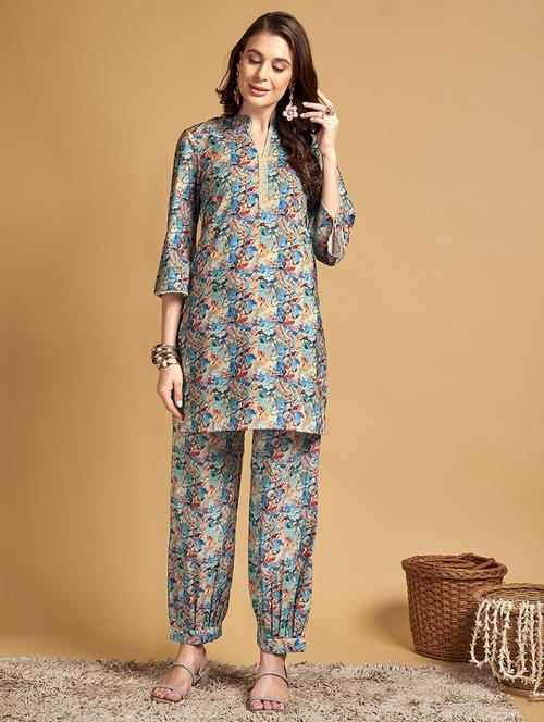 women printed lace detailed co-ord set - 21789990 - Very Small Image - 1