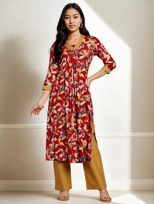 women three quarter sleeve kurta palazzo set - 21790043 - Very Small Image - 1