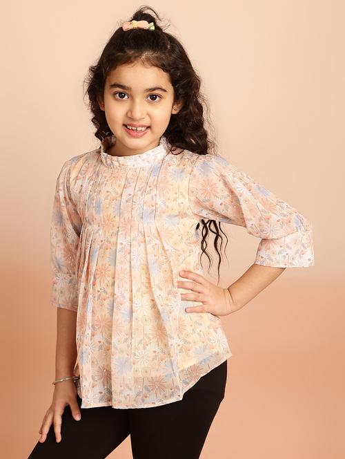 girls printed three quarter sleeve top - 21790935 - Very Small Image - 1