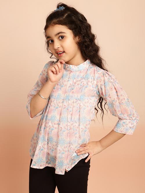 girls printed three quarter sleeve top - 21790936 - Very Small Image - 1