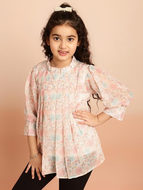 girls printed three quarter sleeve top - 21790938 - Very Small Image - 1