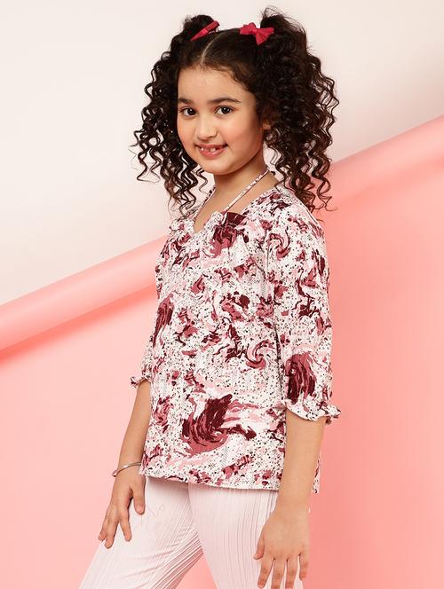 girls printed three quarter sleeve top - 21790939 - Very Small Image - 1