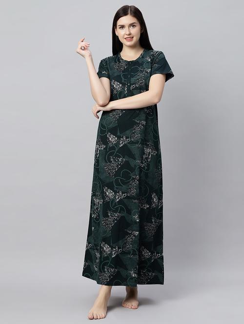 women printed short sleeves nighty - 21791404 - Very Small Image - 1
