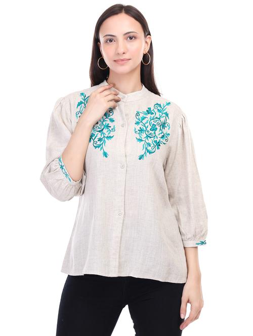 women embroidered puff sleeves regular top - 21791409 - Very Small Image - 1