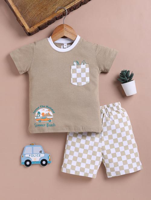 kids checkered short and t-shirt set - 21791475 - Very Small Image - 1