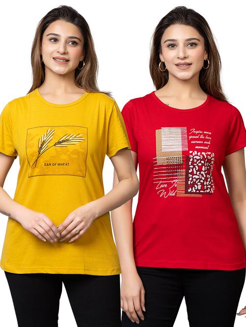 women pack of 2 printed short sleeves t-shirt - 21793192 - Very Small Image - 1