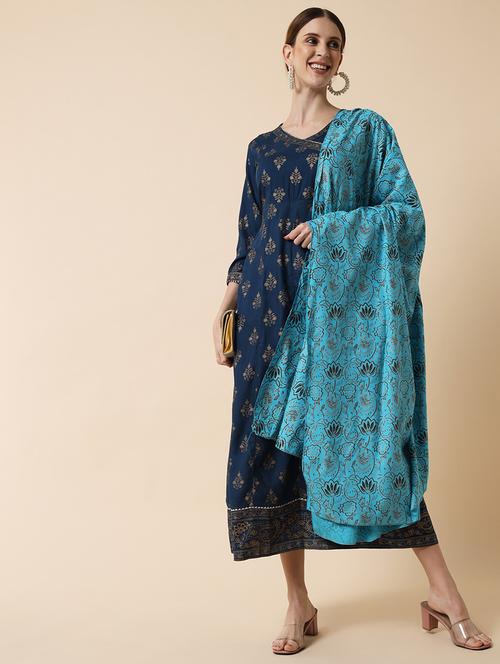 women three quarter sleeve kurta dupatta set - 21793218 - Very Small Image - 1