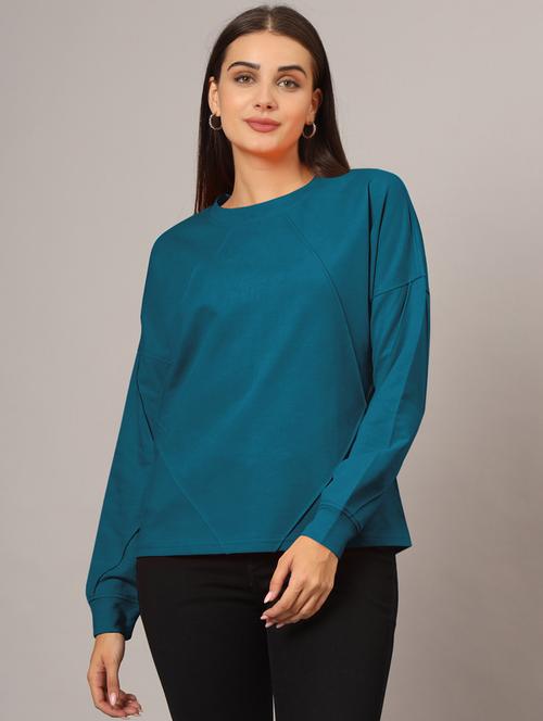 women plain long sleeves sweatshirt - 21793254 - Very Small Image - 1