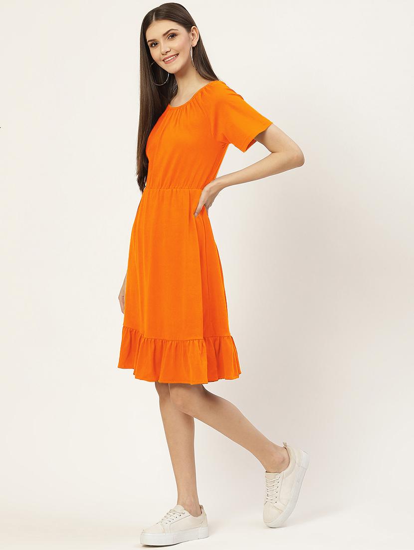 women solid short sleeves tiered dress - 21793296 - Standard Image - 2