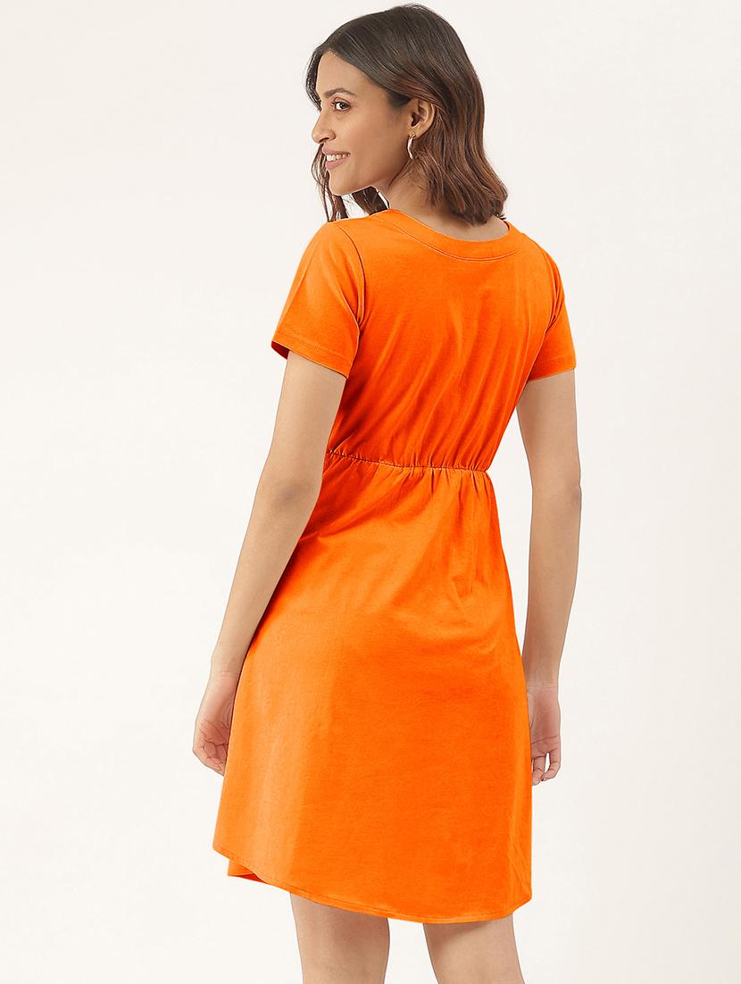 women solid short sleeves a-line dress - 21793305 - Standard Image - 2