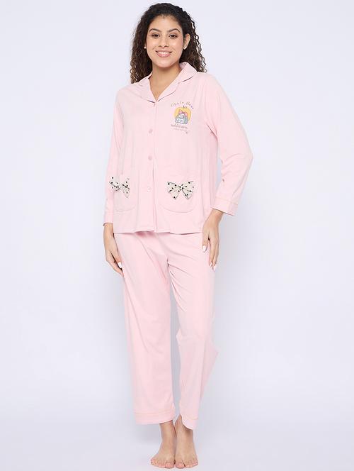 women solid nightwear pyjama set - 21793984 - Very Small Image - 1