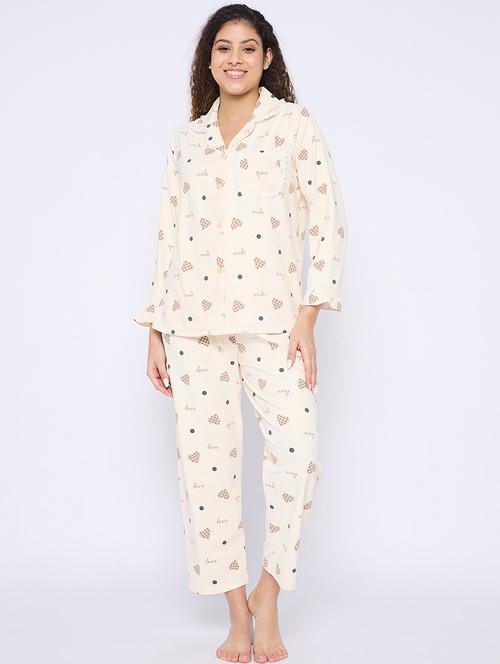 women printed long sleeves nightwear pyjama set - 21793985 - Very Small Image - 1