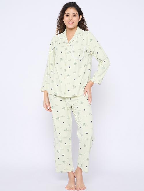 women printed long sleeves nightwear pyjama set - 21793986 - Very Small Image - 1