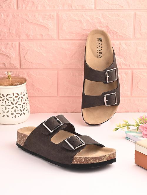 women brown slip on sandal - 21794261 - Very Small Image - 1