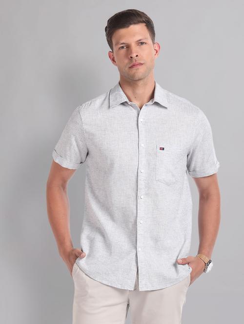 men solid short sleeve slim fit casual shirt - 21794555 - Very Small Image - 1