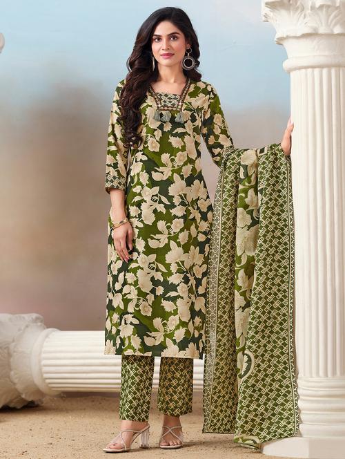 women three quarter sleeve kurta pant with dupatta set - 21794611 - Very Small Image - 1