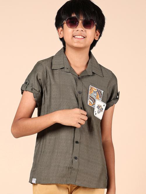 boys self design short sleeve casual shirt - 21794811 - Very Small Image - 1