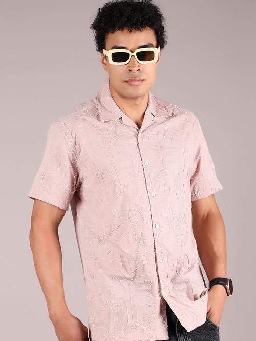 men peach short sleeve regular fit casual shirt - 21795187 - Very Small Image - 1