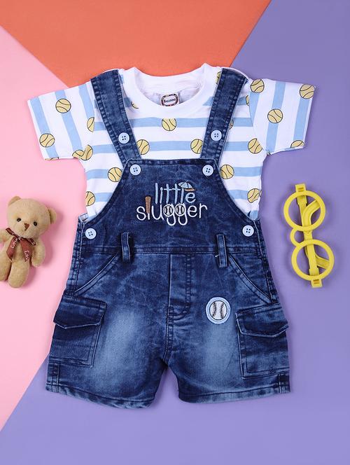 boys printed t-shirt & dungaree casual wear set - 21795232 - Very Small Image - 1