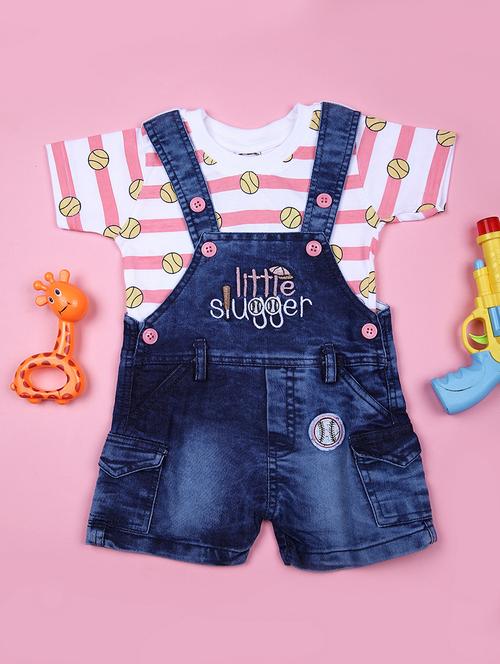 boys printed t-shirt & dungaree casual wear set - 21795233 - Very Small Image - 1