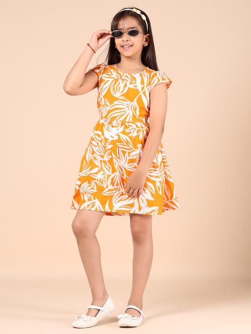girls printed puff sleeves frock - 21795290 - Very Small Image - 1