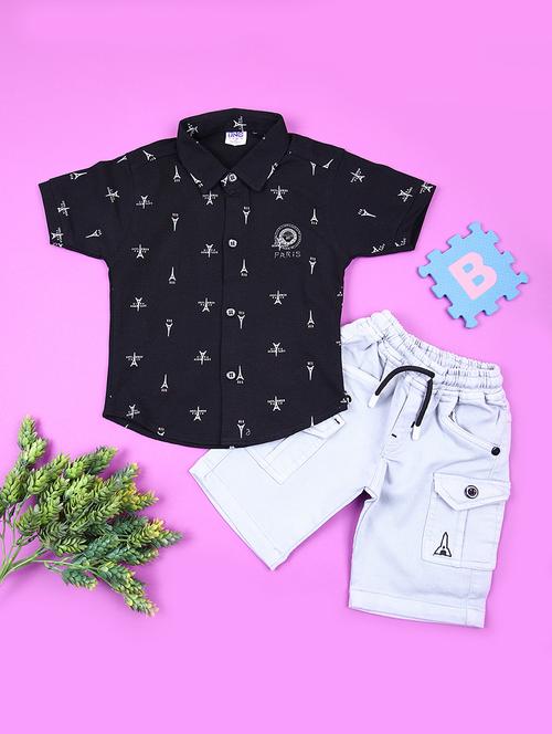 boys printed shirt and short set - 21795438 - Very Small Image - 1