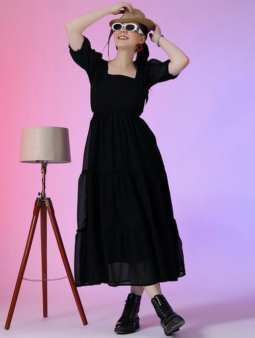 women puff sleeves square neck tiered dress - 21796681 - Very Small Image - 1