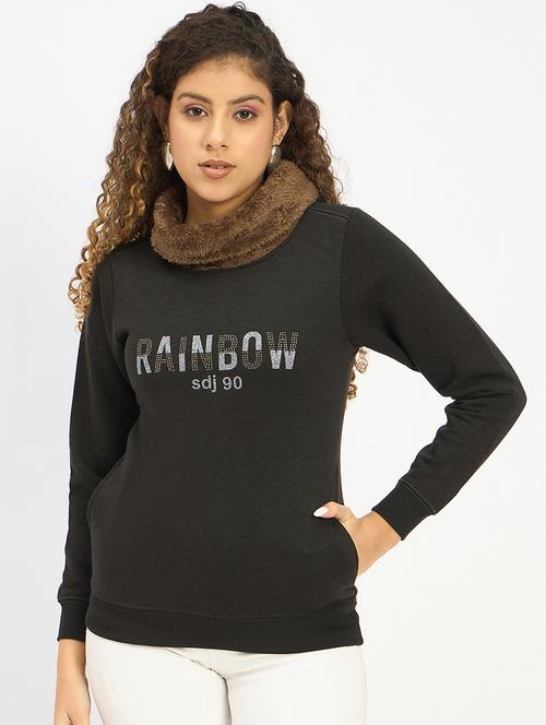 women chest printed high neck sweatshirt - 21797036 - Very Small Image - 1