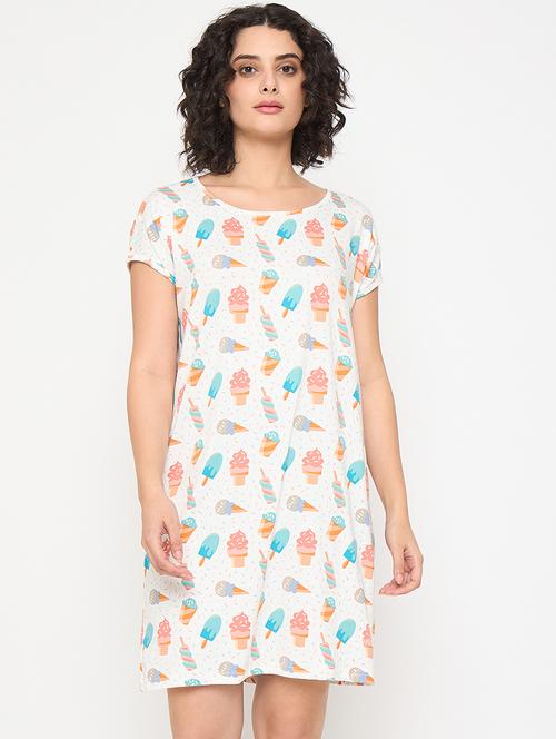 women printed short sleeves sleepshirt - 21797049 - Very Small Image - 1