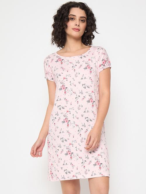 women floral printed short sleeves sleepshirt - 21797051 - Very Small Image - 1