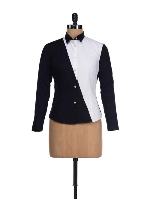 black shirt with diagonal panel - 21801 - Very Small Image - 1