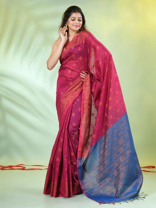 women self design zari weave handloom saree with blouse - 21839497 - Very Small Image - 1