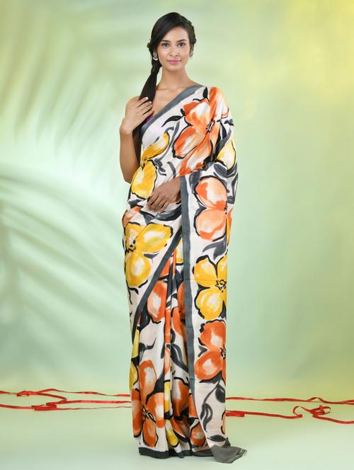 women floral printed saree with blouse - 21839535 - Very Small Image - 1