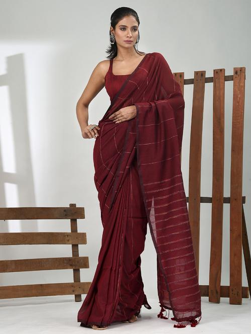 women striped handloom saree with blouse - 21839819 - Very Small Image - 1