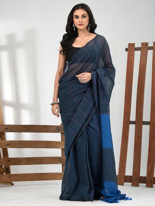 women striped handloom saree with blouse - 21839828 - Very Small Image - 1