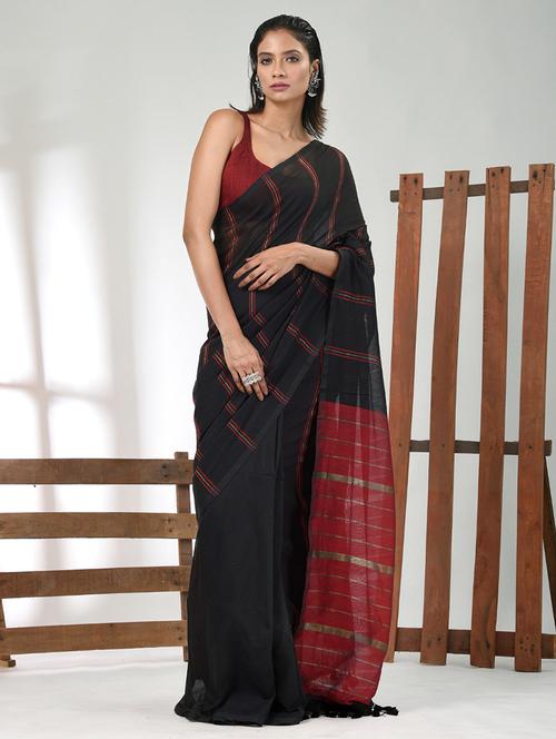 women striped handloom saree with blouse - 21839829 - Very Small Image - 1