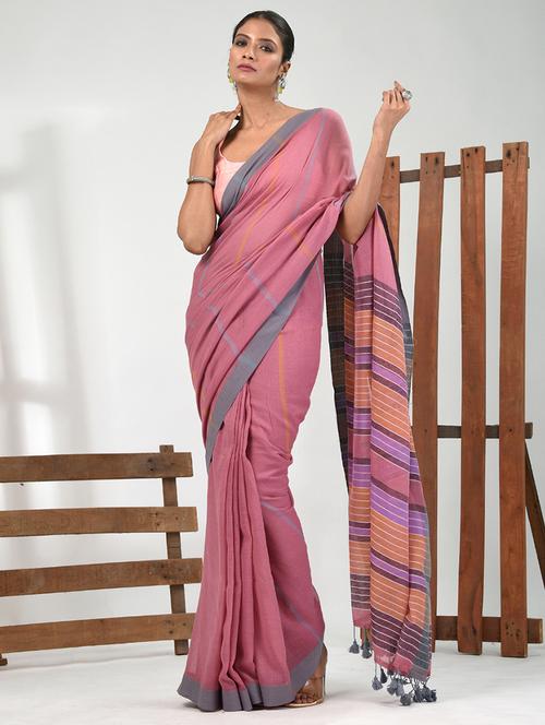women striped handloom saree with blouse - 21839843 - Very Small Image - 1