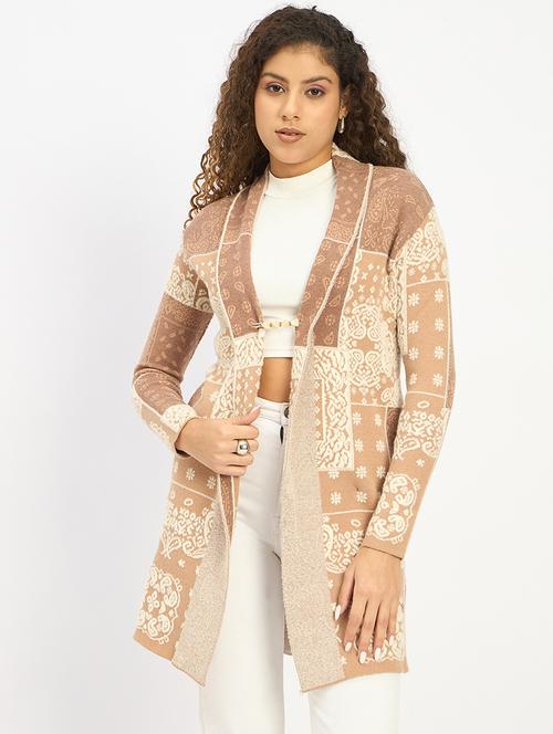 women self designed long sleeves shrug - 21839901 - Very Small Image - 1