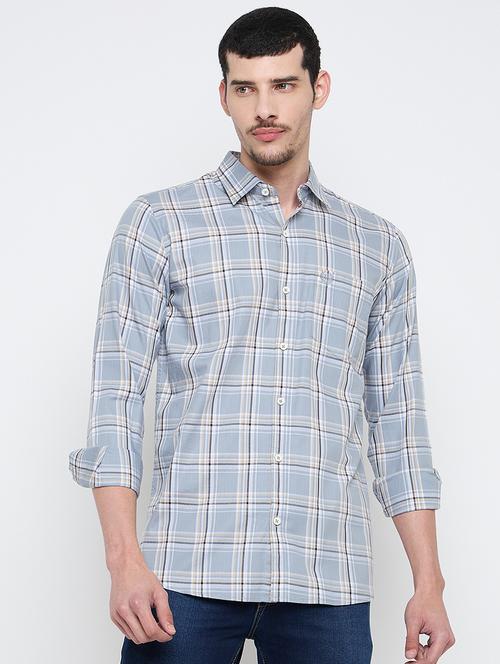 men checkered long sleeve slim fit casual shirt - 21840131 - Very Small Image - 1