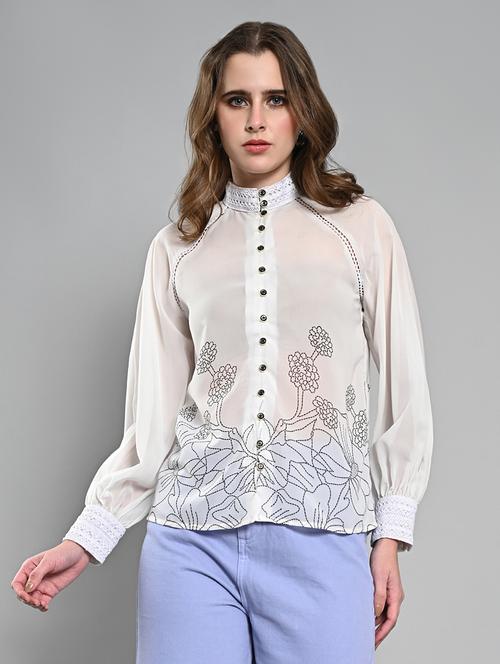 women embroidered raglan sleeves regular shirt - 21840176 - Very Small Image - 1