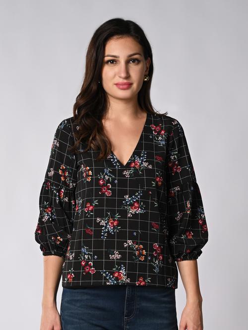 wiomen floral print puff sleeves regular top - 21840230 - Very Small Image - 1