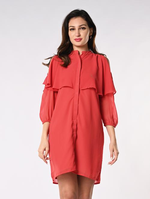 women solid mandarin neck sheath dress - 21840318 - Very Small Image - 1