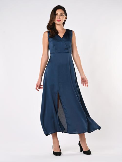 women overlap neck sleeveless a-line dress - 21840326 - Very Small Image - 1